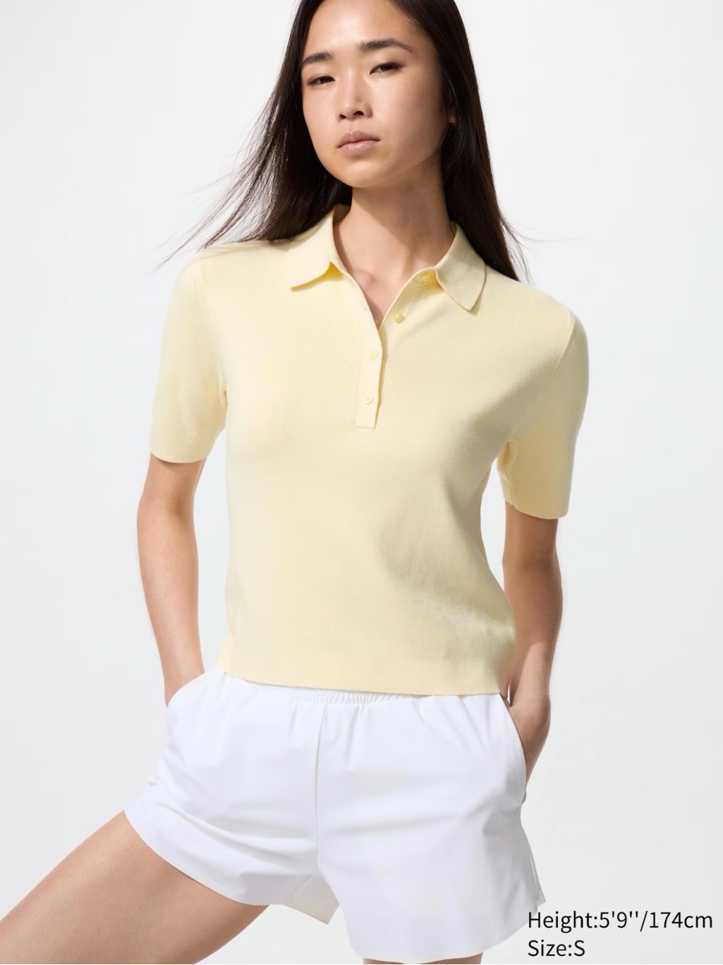 Uniqlo P Yellow Polo-Knit Short Sleeve Top
